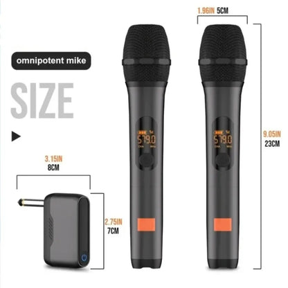 Professional 2 Channel For JBL PartyBox DJ UHF digital Wireless Handheld Microphone System with rechargeable TWO microphone