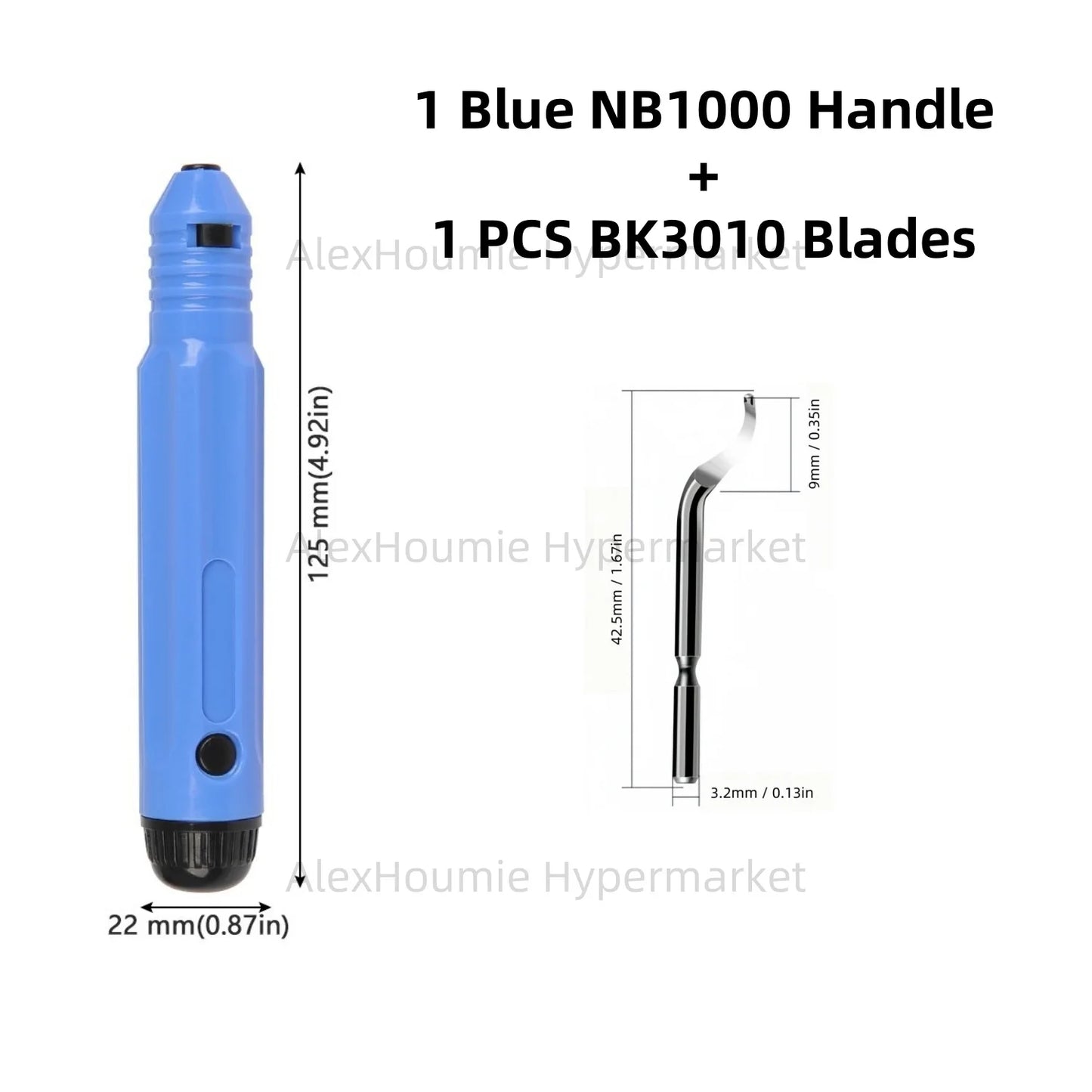 Metal Deburring Tool Kit Burr Remover Hand Tool Anti-Slip Handle with 10pcs Sharp Deburring Blades for Copper Wood Plastic