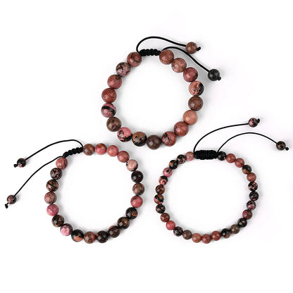 6mm 8mm 10mm Natural Stone Bracelet, Tiger Eye Agate Lava Bead Unisex Adjustable Handwoven Boho Jewelry Gift for Men Women
