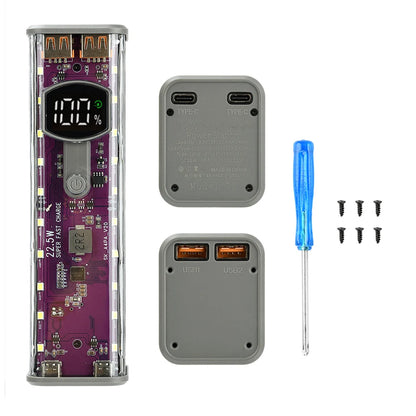 22.5W/45W 18650 Power Bank Case Fast Charging DIY Transparent Battery Storage Box Digital Display USB Type-C Battery Holder