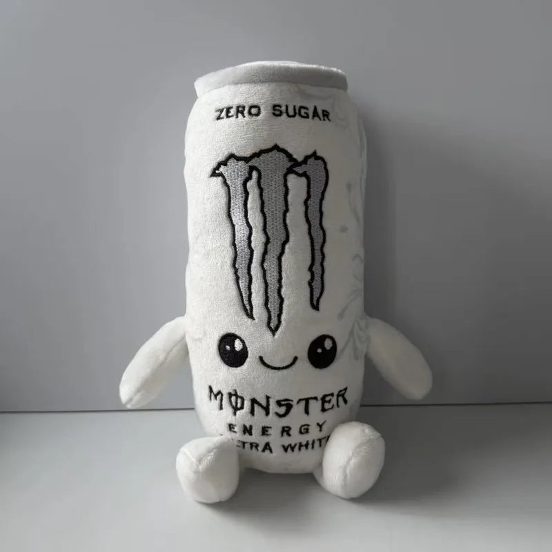 Zero Sugar White Monster Energy Drink Plush Toy Simulation Can Stuffed Doll Cute Soft Figure Decor Gift for Friend Home Ornament
