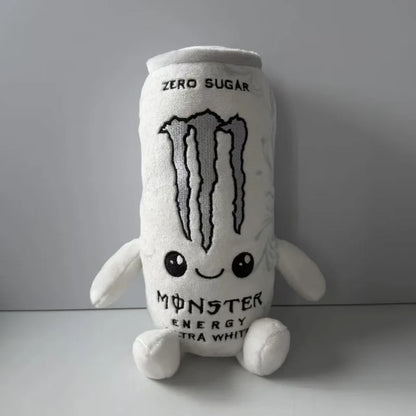 Zero Sugar White Monster Energy Drink Plush Toy Simulation Can Stuffed Doll Cute Soft Figure Decor Gift for Friend Home Ornament