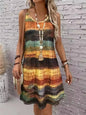 2025 New Fashion Women's Dress Casual Beach Round Neck Sleeveless Loose Dress Summer Women's Vest Striped Print Dress Sundress
