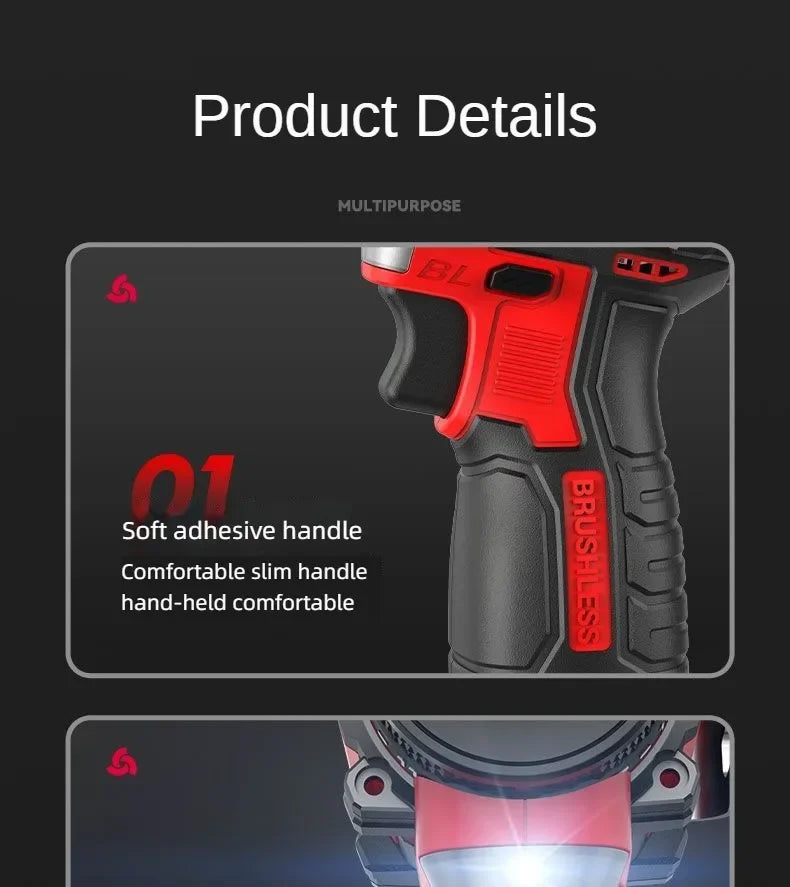 CHIGO Brushless Electric Drill Cordless Knockable Driller Driver 80N.m 18V Screwdriver Li-ion Battery Electric Power Tools