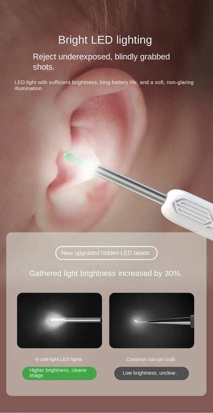 Visual Ear Wax Cleaner with Camera Safe Earwax Removal Endoscope with 5M Camera Luminous Otoscope Ear Cleaning Tools Ear Care