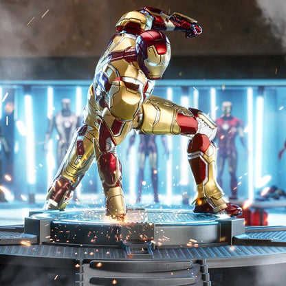 7 inches LED ZDTDS Toy Iron Man3 MK42 Large Platform Action Figure Movie Doll Tony Stark Joint Mobility Model Birthday Gift