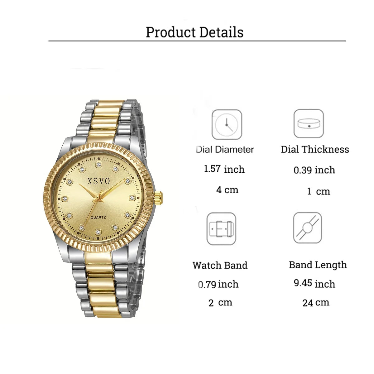 Fashion Trend Round Dial Alloy Material Women's Quartz Watch Jewelry 4 Piece Set, Suitable for Christmas and Thanksgiving Gifts