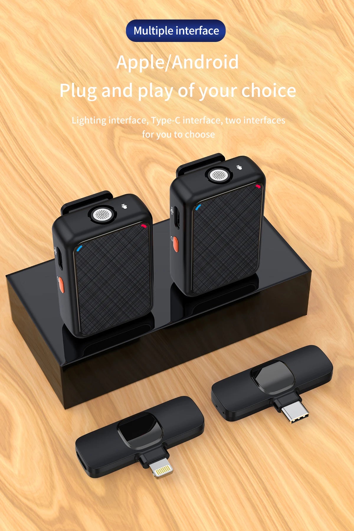 Wireless Lavalier Microphone Portable Audio Video Recording Mini Mic for iPhone Android Live Broadcast Gaming Phone Mic