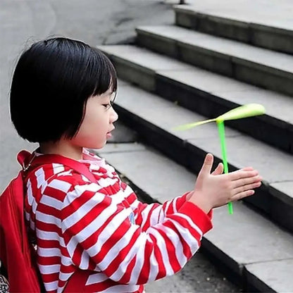 1-20pcs Plastic Bamboo Dragonfly Shape Hand Push Flying Propeller Outdoor Sports Game Kids Toy Gift Rotating Flying Arrow Games