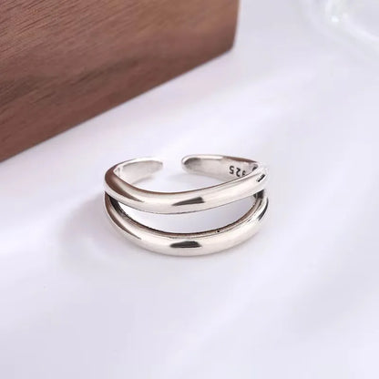 PANJBJ 925 Sterling Silver Lotus Ring For Women Retro TextureJewelry Irregular Creativity Adjustable Jewelry Party Gift Dropship