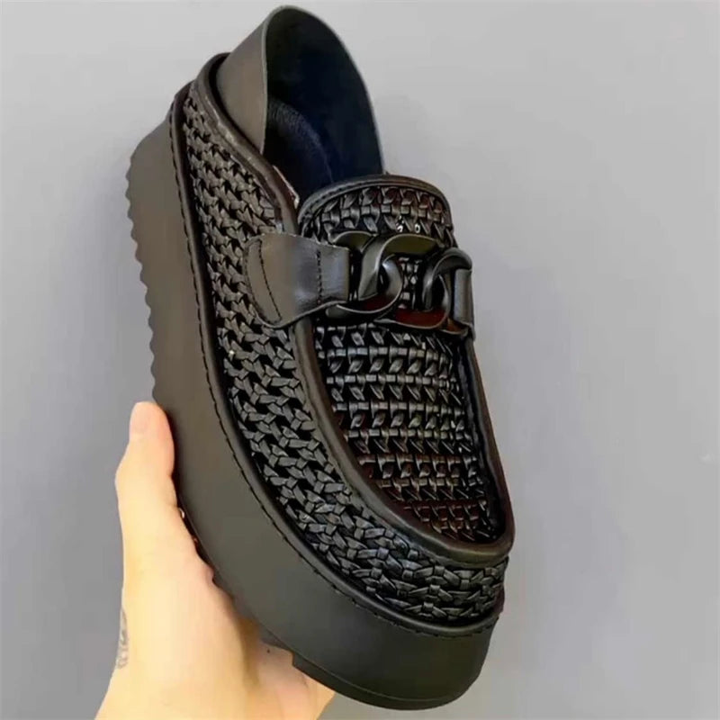 Trend Black Designer Loafers For Men Breathable Hollow out Men's Casual Shoes Comfortable Platform Slip-on Shoes Man Moccasins
