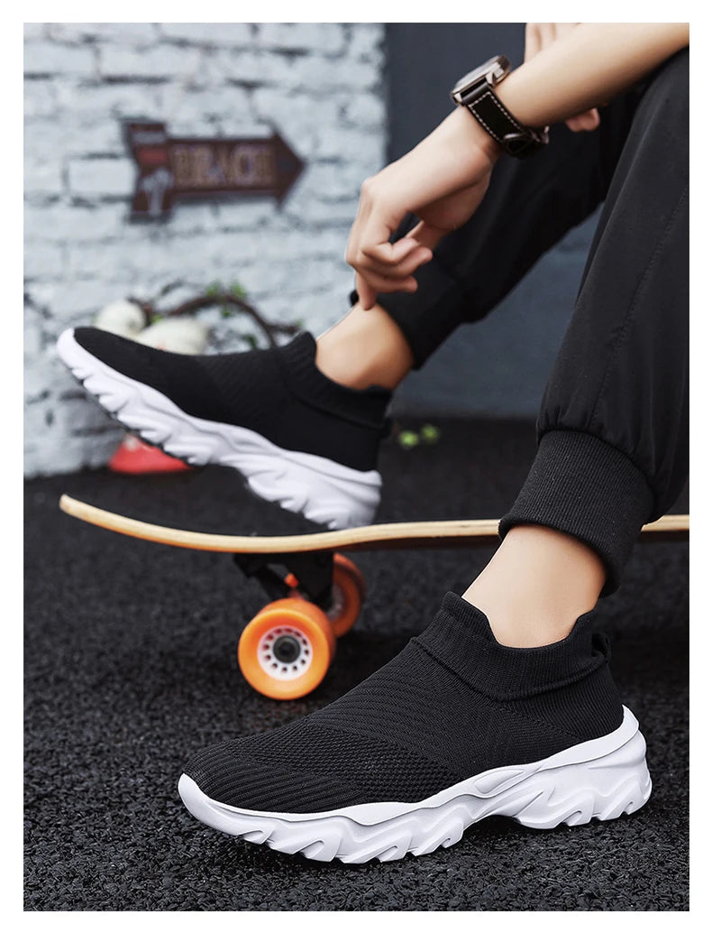 Men'S And Women'S Sneakers Mesh Breathable Lightweight High-Top Running Tennis Shoes Comfortable Outdoor Pair Naked Boots