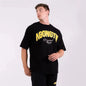 Men's White Oversized Gym T-Shirt, Agongym Bold Letter Graphic Print, Casual Workout Streetwear Tee for Lifting