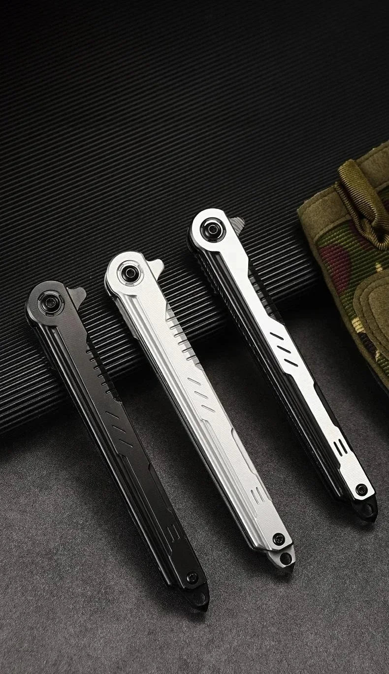2025 NEW M390 Steel Feather Pattern Folding Knife Outdoor Camping Pocket Knife Portable Fruit Knife High Hardness Folding Knife