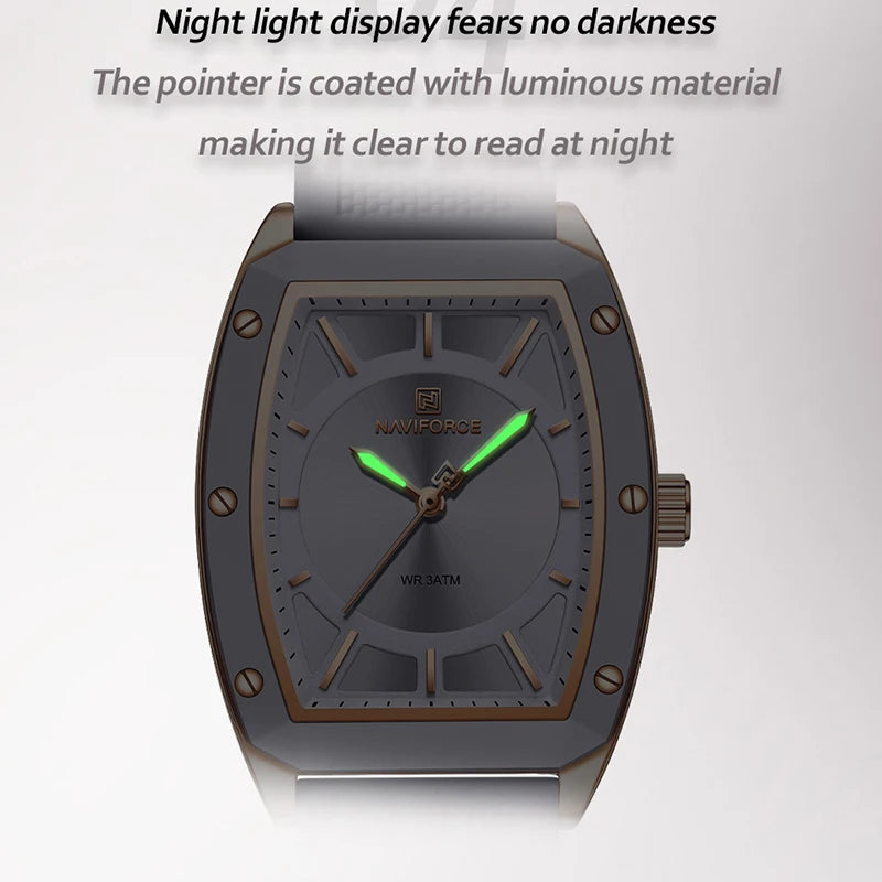 NAVIFORCE Women Quartz Watches Silicone Strap Student Sports Watch Big Dial Simple Tonneau Waterproof Wristwatches Dropshipping