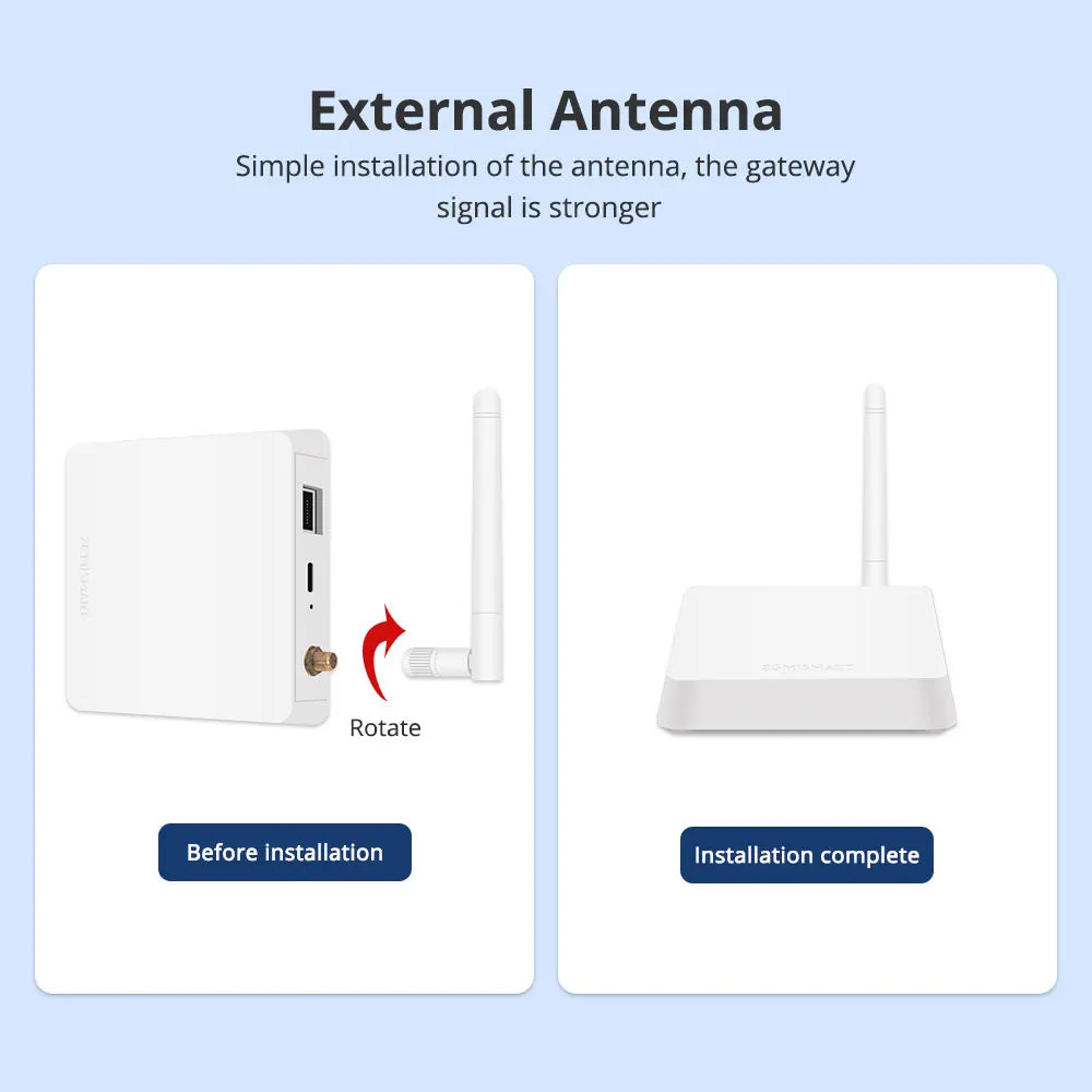 Zemismart Zigbee Gateway Hub Long Range Smart Home Bridge Wired with Network Cable Work with Tuya App Control Zigbee Devices