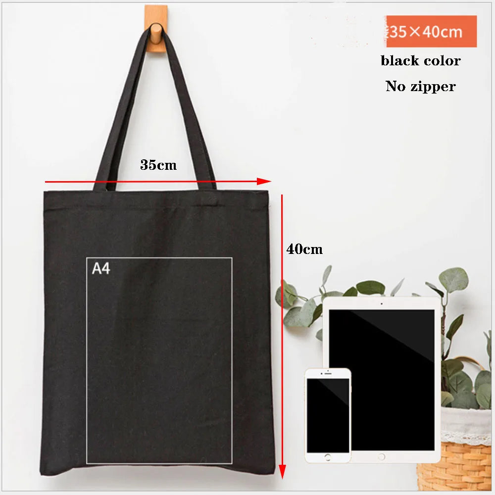 Canvas Cotton bag grocery handbag Foldable Fabric tote bag portable Storage organizer Shopping bag for woman Cloth organizer bag
