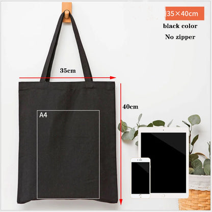 Canvas Cotton bag grocery handbag Foldable Fabric tote bag portable Storage organizer Shopping bag for woman Cloth organizer bag