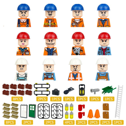 City Career 3D Building Block Dolls Toys Cartoon Character Models Mini Action Figures Educational Toys Children's Gifts