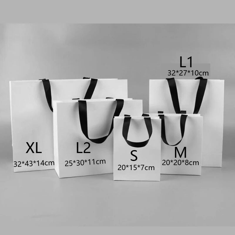 100pcs Custom LOGO Shopping Bags High Quality Thick Paper Tote Bags for Jewelry Bag