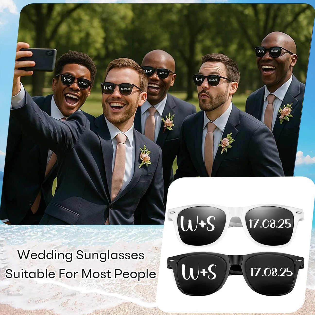 12-120Pcs Custom Wedding Sunglasses Personalised Heart Shaped Sunglasses Wedding Party Favors for Guest Date Initials Custom