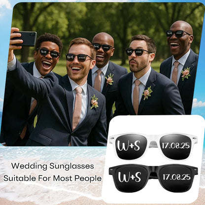 12-120Pcs Custom Wedding Sunglasses Personalised Heart Shaped Sunglasses Wedding Party Favors for Guest Date Initials Custom