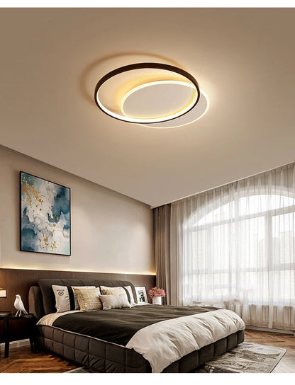 Modern Minimalist Led Ceiling Lamp For Bedroom Black White Design Ring Chandelier Living Room Study Loft Smart Light Fixtures