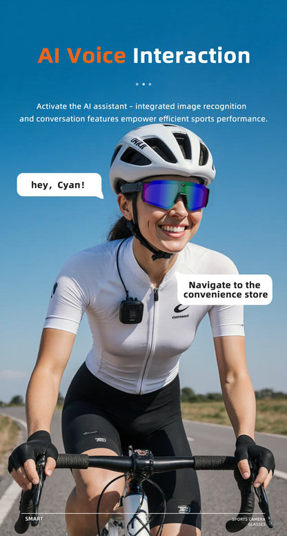 New AI Smart Glasses With Camera 1200P Video Recording Anti-Shake Shooting Sunglasses Bicycle Riding Windproof Goggles Men Women