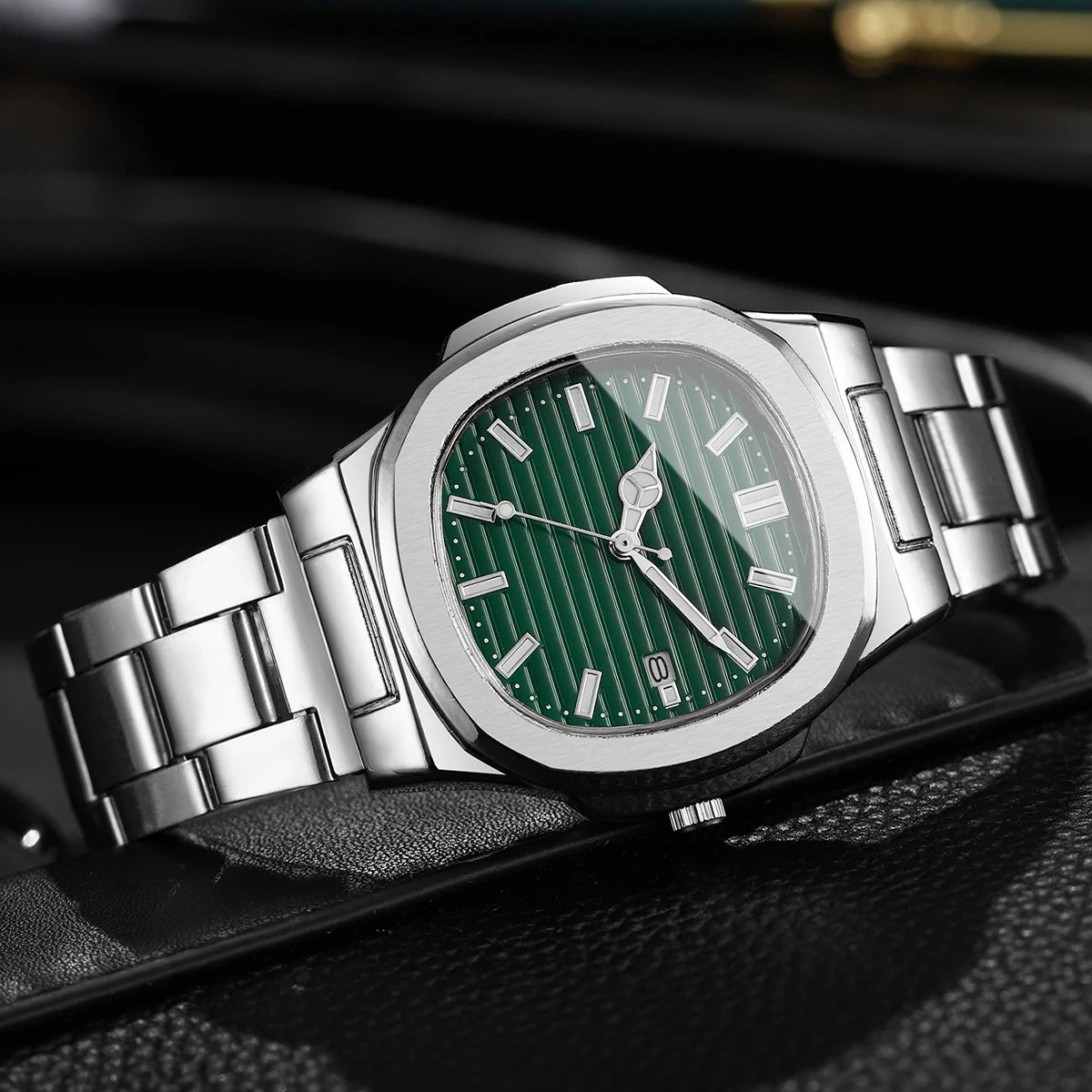 2/4PCS Men Business Watches Set Fashion Square Dial Quartz Wristwatch with Calendar lendar Reloj Hombre（Without Box）