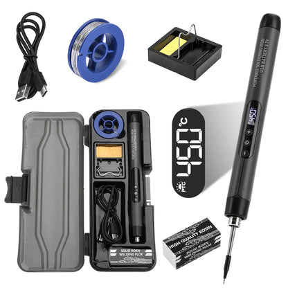 USB digital display soldering iron Type C interface mini soldering iron set 260-420 ℃ five temperature switching