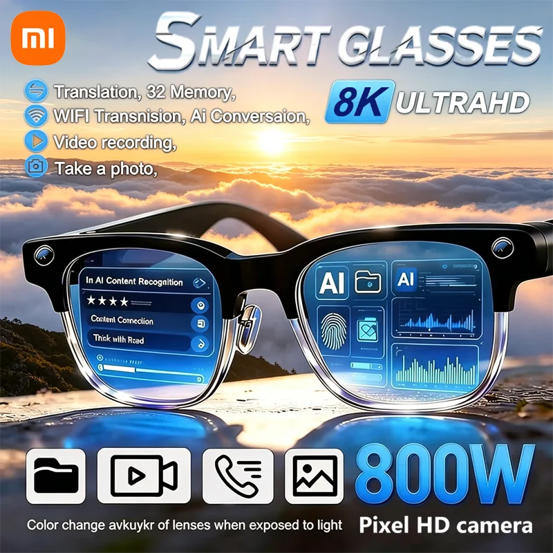 Xiaomi Smart AI Glasses 800W Shooting Camera HD Photo Video Voice Call Translation Waterproof Bluetooth Motorcycle Glasses 2026