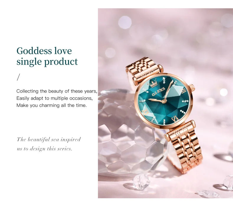 OLEVS 6642 Women Watch Fashion Original Elegant Stainless Steel Rose Gold Diamond Waterproof Watch Brand Luxury Women Watch