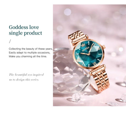 OLEVS 6642 Women Watch Fashion Original Elegant Stainless Steel Rose Gold Diamond Waterproof Watch Brand Luxury Women Watch