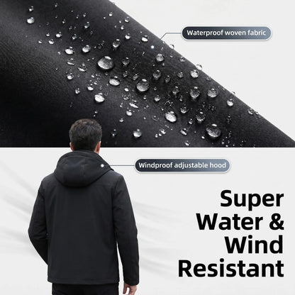 Men's Katana "Unmei" Print Hooded Jacket – Outdoor Windbreaker, Waterproof & Windproof, Spring/Autumn Workwear Coat
