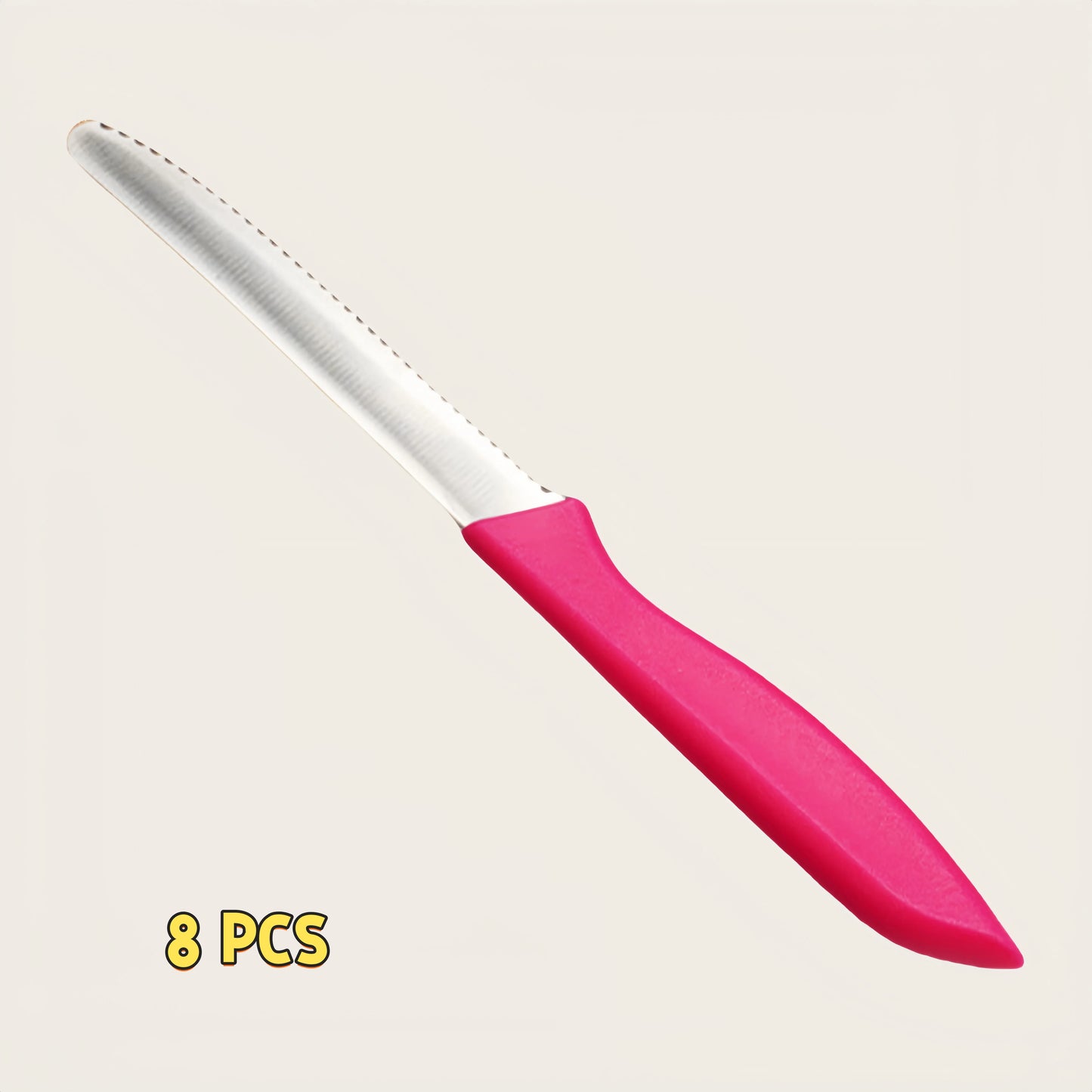 Serrated Steak Knife, Stainless Steel Steak Knife With Pointed Tail Plastic Handle, Multifunctional Kitchen Bread Dessert Knife