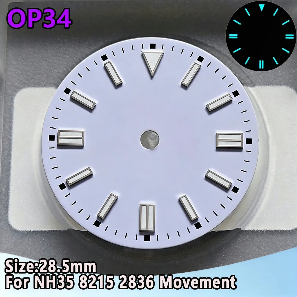 28.5mm NH35 Watch Dial Luminous Dials Single Calendar Dial Suitable For NH35 Movement Can Support DIY Dial Customization Logo
