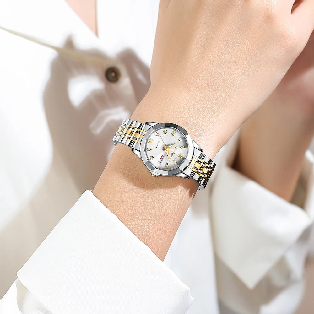 POEDAGAR Luxury Brand Women's Watches Waterproof Luminous Date Week Quartz Watch For Woman Stainless Steel Fashion Ladies Watch