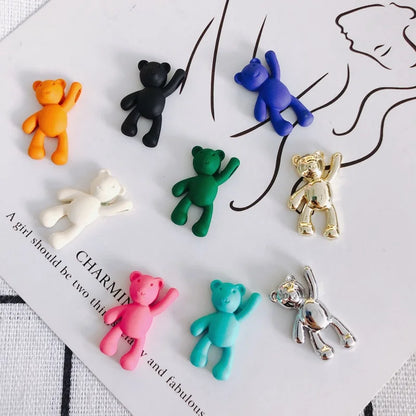 10PCS/lot DIY Cute Cartoon Teddy Bear Pendant Jewelry Accessories Wholesale Alloy Spray Paint Simple Multicolor Jewelry Material