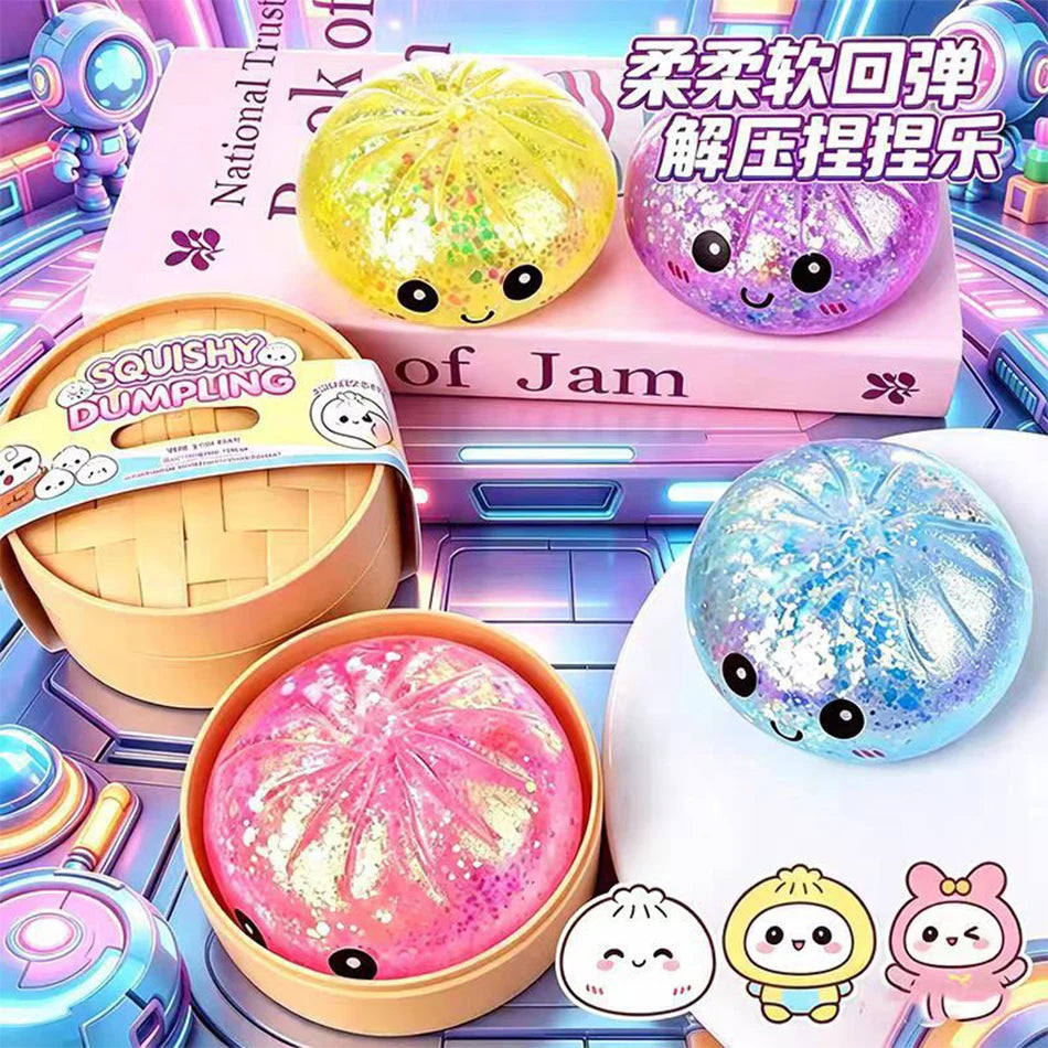 Dumpling Glitter Dumpling Squishy Blind Box Dumplings Sensory Squeeze Toy for Stress Relief Desktop Decoration Free one 5.5cm