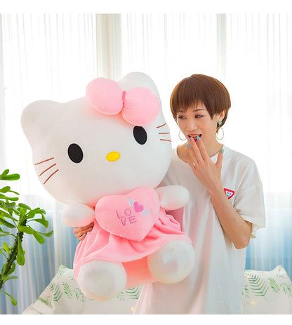 Sanrio Kitty Plush Toys Pillow 25cm Kawaii Anime KT Cat Plush Doll Soft Stuffed Cartoon Cute Pink Doll Birthday Gift For Girls