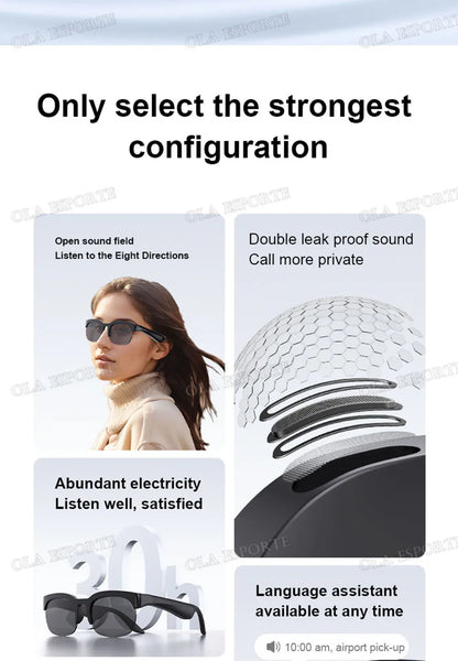 New Camera Control Smart Glasses Music Sunglasses Headphones Wireless Bluetooth Call Headset HIFI Audio glasses For Android HT30