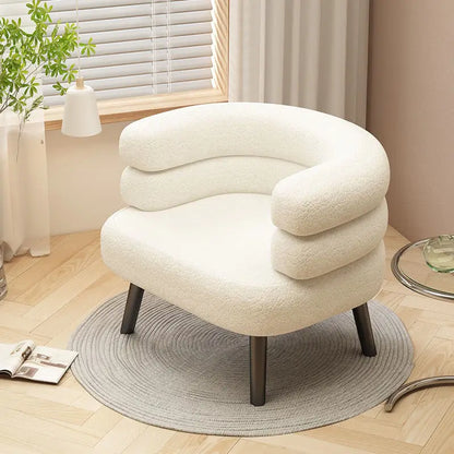Lazy Sofa Makeup Chair with Lamb Fleece Living Room Light Luxury Balcony Leisure Chair for Comfortable Seating