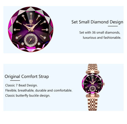 POEDAGAR Luxury Diamond Dial Woman Wristwatch Waterproof Stainless Steel Watch for Ladies Elegant Simple Quartz Women's Watches