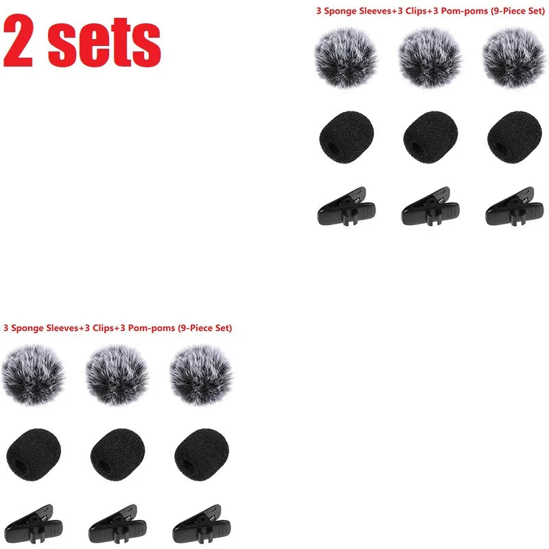 9PCS Furry Windscreen Microphone Lavalier Foam Cover Set Prevent Popping Sound Foam Mic Cover Microphone Accessories MKFPJ02