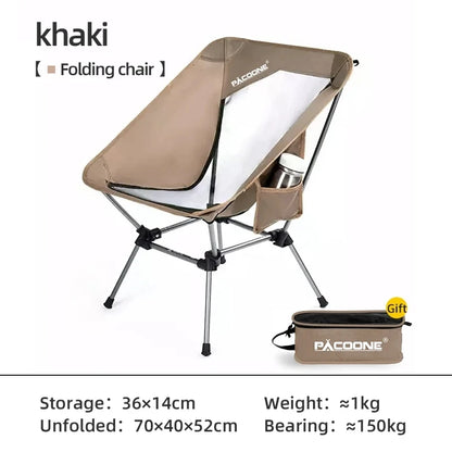 PACOONE Travel Ultralight Folding Chair Detachable Portable Moon Chair Outdoor Camping Fishing Chair Beach Hiking Picnic Seat