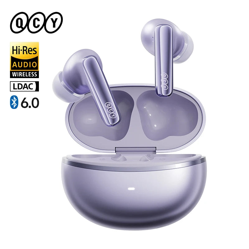 QCY MeloBuds N70 Adaptacyjne ANC Bezprzewodowe słuchawki douszne Bluetooth 6.0 LDAC Hi-Res Audio 6 mikrofonów Ładowanie bezprzewodowe Słuchawki 50 godzin IPX5