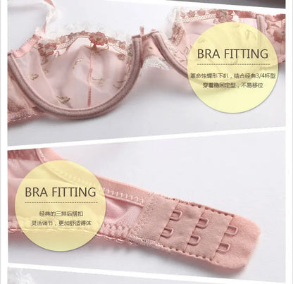 Ultra-thin steel band bra, fashionable plus-size lace lingerie set, transparent comfy bra set, soft material, S-XL all-day wear