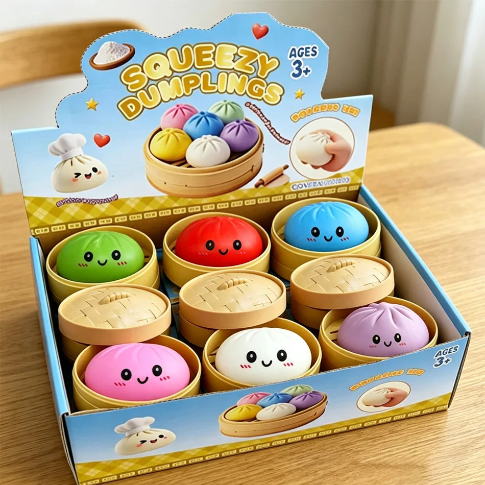 Glitter dumpling squishies Glitter Dumpling Squishy with Box Dumplings Sensory Dumpling Pressure Toy for Stress Relief