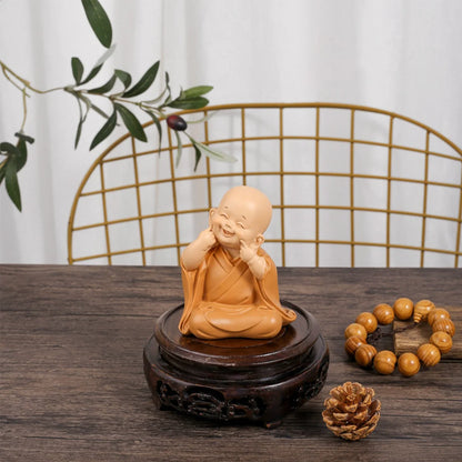 Mini Little Monk Statue Resin Monk Figurine Cute Buddha Monk Statue Decoration Home Living Room Desktop Ornament Children's Gift