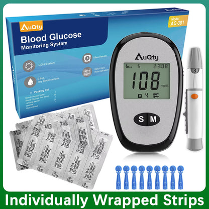 Blood Glucose Meter With Individually Wrapped Glucose Test Strip Glucometer Kit Blood Sugar Monitor for Diabetes Fast Result